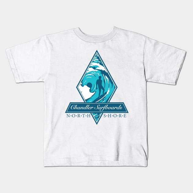 Chandler Surfboards Kids T-Shirt by tenaciousva